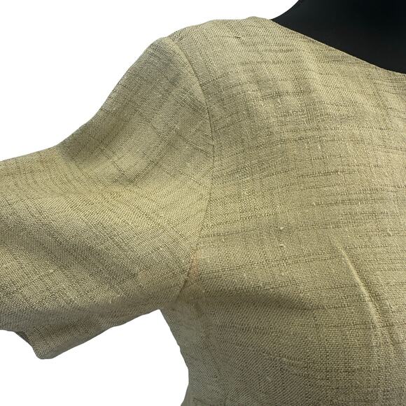 1970s Natural Linen Look Wiggle Dress – Small-Medium, Minimalist Retro Workwear - Picture 10 of 15